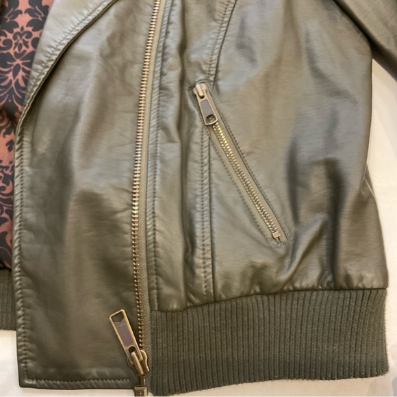 Free People Faux Leather Moto Biker Jacket in Olive Green Size Medium - Picture 7 of 10